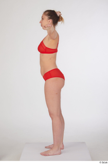 Mia Brown lingerie red bra red panties standing t poses…